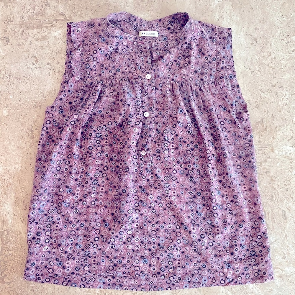 MASSCOB Silk Ditsy Floral Sleeveless Blouse